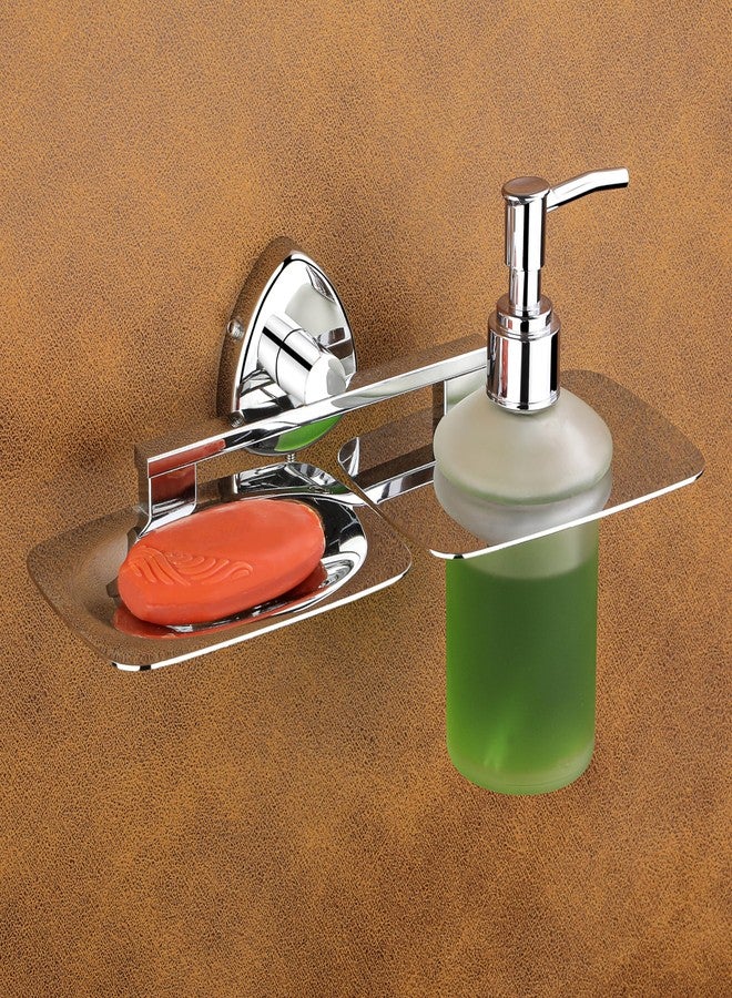 iSTAR Stainless Steel 2 in 1 Soap Dish with Liquid Soap Dispenser Wall Mounted Soap Stand with Hand Wash Dispenser for Bathroom Accessories Sink Wash Basin (Silver, Pack of 1) - Image 1